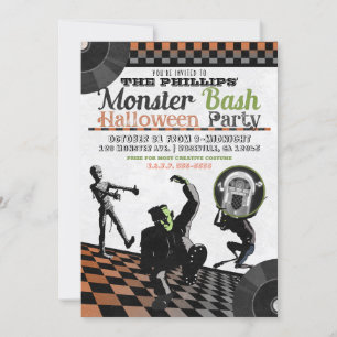 Invitation Fête de costumes de Monsters Monster Bash Hallowee