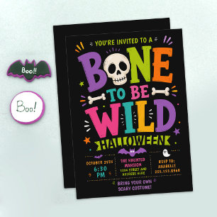 Invitation Fête de costumes d'Halloween amusante Typo de crân