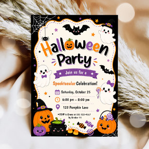 Invitation Fête de costumes d'Halloween et cocktails colorés