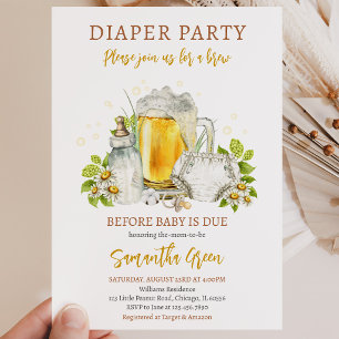 Invitation Fête de Couches Bière Avant la Naissance de Bébé F