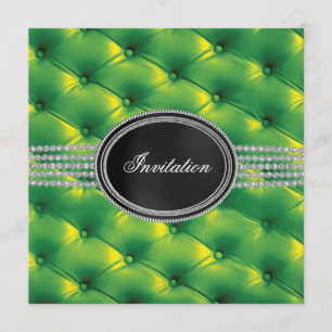 Invitation Fête de Cravate noire en diamant noir vert citron