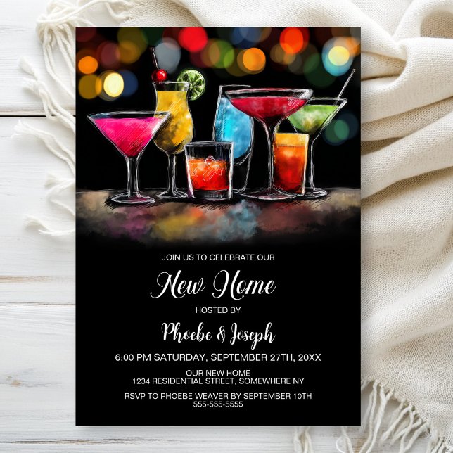 Invitation Fête de crémaillère avec cocktail (Créateur téléchargé)