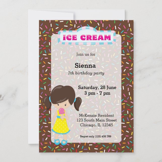 Invitation Fête de crème glacée (Devant)