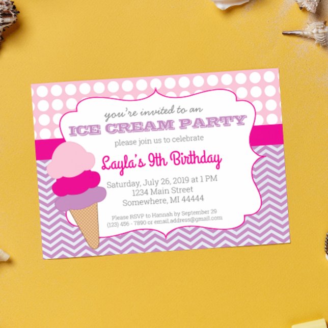 Invitation Fête de crème glacée Anniversaire, Crème glacée In (Créateur téléchargé)