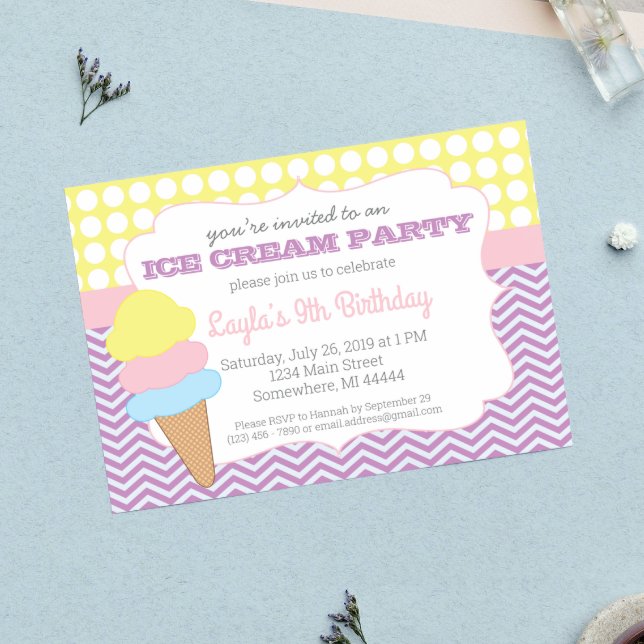 Invitation Fête de crème glacée Anniversaire, Crème glacée In (Créateur téléchargé)