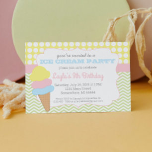 Invitation Fête de crème glacée Anniversaire, Crème glacée So