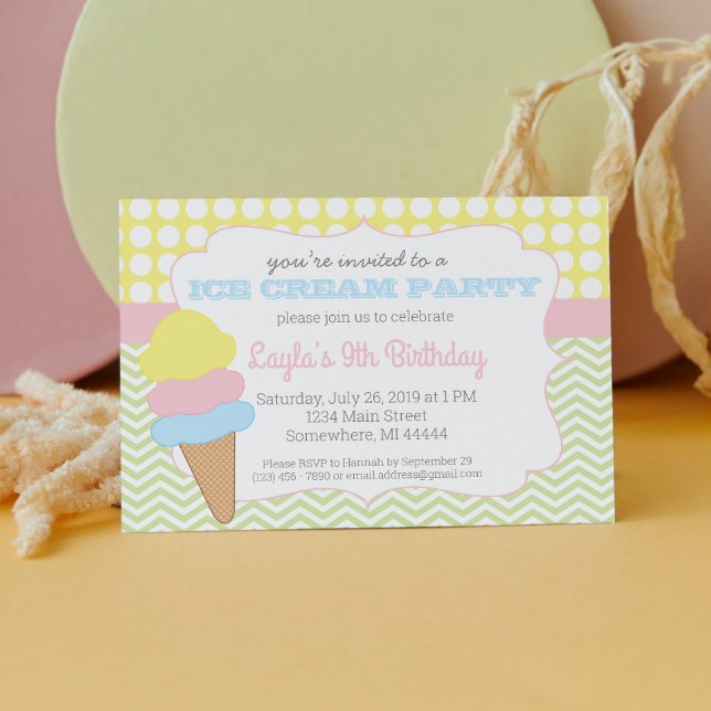 Invitation Fête de crème glacée Anniversaire, Crème glacée So (Créateur téléchargé)