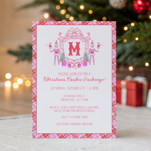 Invitation Fête de crête de monogramme de fille elfe rose aqu