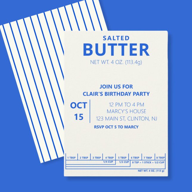 Invitation Fête de Cuisine d'anniversaire de beurre (Créateur téléchargé)