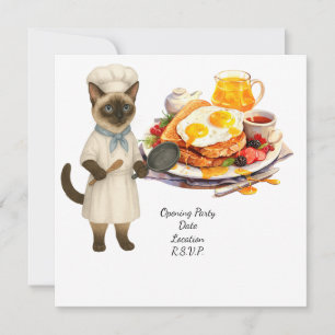 Invitation Fête de cuisine du chat chef pour les amoureux des