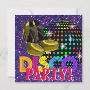 Invitation Fête de danse disco boule à facettes
