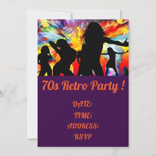 Invitation Fête de danse rétro à thème des années 1970 (Devant)