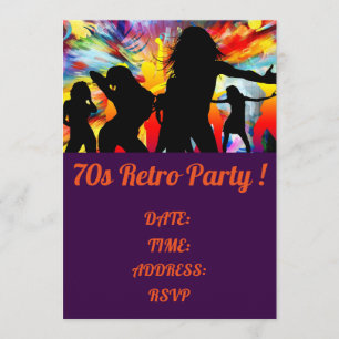 Invitation Fête de danse rétro à thème des années 1970