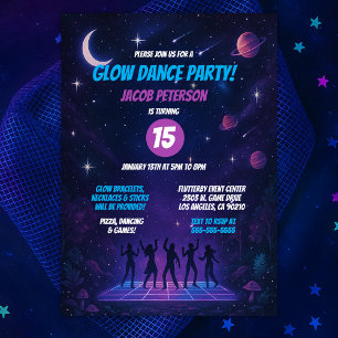 Invitation Fête de danse spatiale Ado avec silhouettes