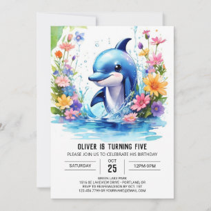 Invitation Fête de dauphin Whimsical Baby Anniversaire