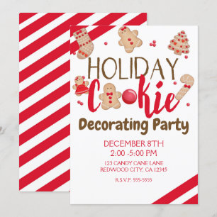 Invitation Fête de décoration de biscuits de fêtes ou échange