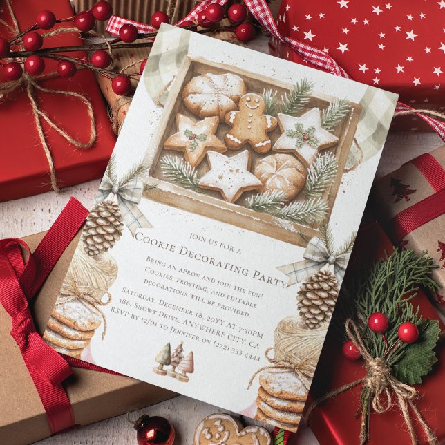 Invitation Fête de décoration de biscuits de Noël (Créateur téléchargé)