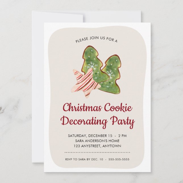 Invitation Fête de décoration de biscuits de Noël (Devant)