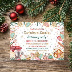 Invitation Fête de décoration de biscuits de Noël à l'aquarel