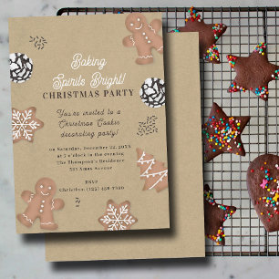 Invitation Fête de décoration de biscuits de Noël Kraft
