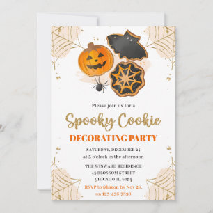 Invitation Fête de décoration de biscuits Halloween à l'aquar