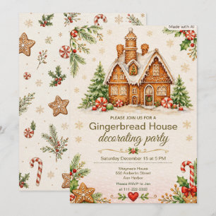 Invitation Fête de décoration de maison en pain d'épices