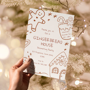 Invitation Fête de décoration de maison en pain d'épices Beig