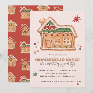 Invitation Fête de décoration de maison en pain d'épices Noël
