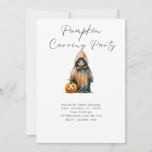 Invitation Fête de découpage de citrouille avec un spectre en