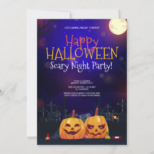 Invitation Fête de déguisement d'Halloween, Terreur de la nui