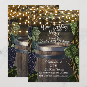 Invitation Fête de Dégustation de Vin de Raisin de Tonneau en