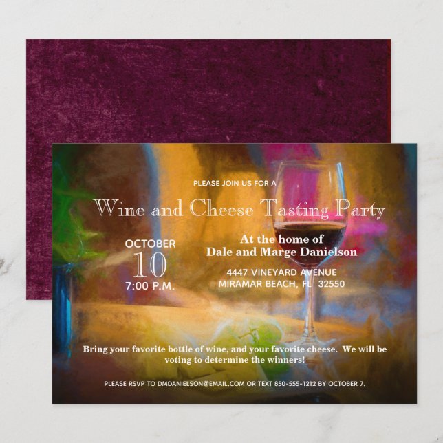 Invitation Fête de dégustation de vin Verre personnalisé (Devant / Derrière)