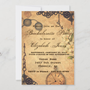 Invitation Fête de Demoiselle d'Honneur Steampunk Victorien V