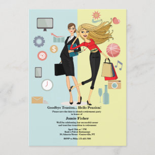 Invitation Fête de départ à la retraite pour femme Changement