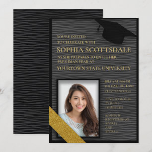 Invitation Fête de départ pour l'université avec malle noire 