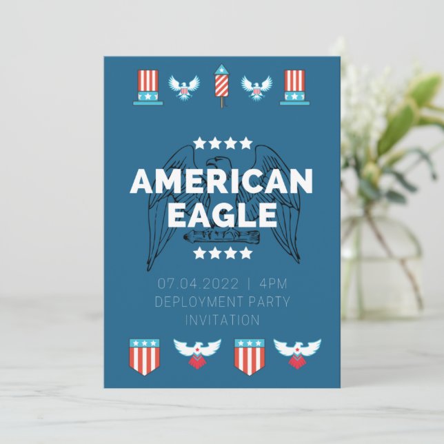 Invitation Fête de déploiement de l'aigle américain (Debout devant)