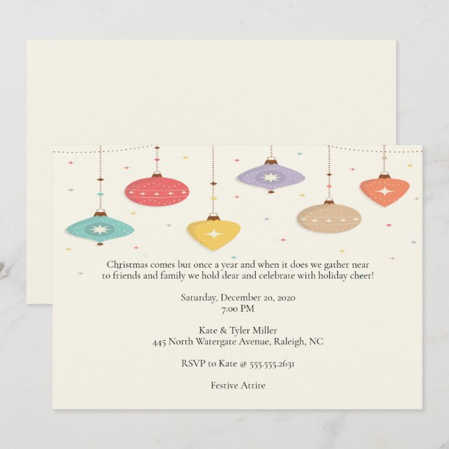 Invitation Fête de design de l'ornement moderne de Noël (Devant / Derrière)