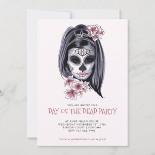 Invitation Fête de Dia De Los Muertos Rose Pâle