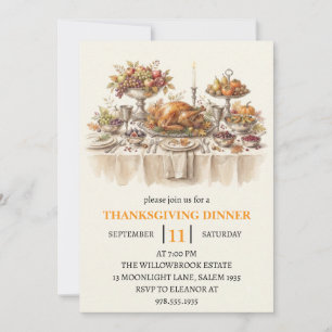 Invitation Fête de dîner d'automne vacances de thanksgiving 