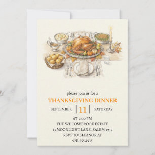 Invitation Fête de dîner d'automne vacances de thanksgiving 
