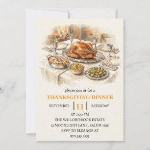 Invitation Fête de dîner d'automne vacances de thanksgiving