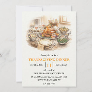 Invitation Fête de dîner d'automne vacances de thanksgiving