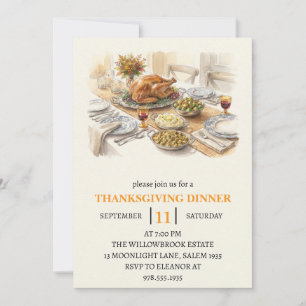 Invitation Fête de dîner d'automne vacances de thanksgiving 
