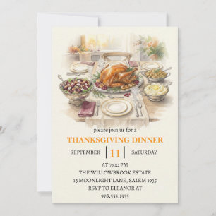 Invitation Fête de dîner d'automne vacances de thanksgiving 