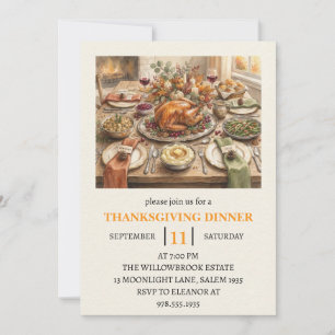 Invitation Fête de dîner d'automne vacances de thanksgiving 