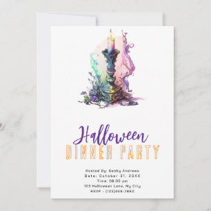 Invitation Fête de dîner Halloween Bougie Pastel Fumée