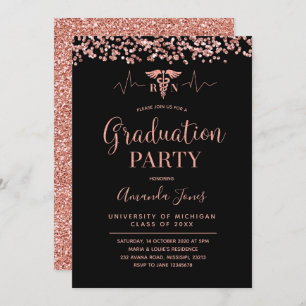 Invitation Fête de diplômes d'infirmières de FAUX ROSE GOLD B