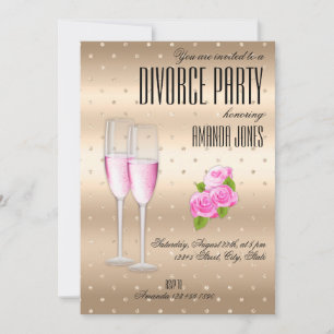 Invitation Fête de divorce champagne rose élégant