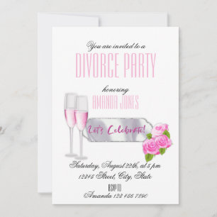 Invitation Fête de divorce élégante rose champagne blanc