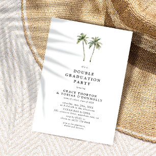 Invitation Fête de double remise de diplôme Minimaliste avec